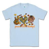 Dusty Blue Peace Love Thankful Classic Tee - CowhideDigitalArt