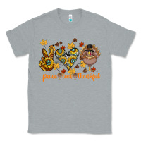 Heather Grey Peace Love Thankful Classic Tee - CowhideDigitalArt