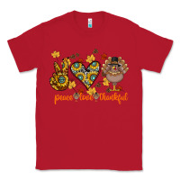 Red Peace Love Thankful Classic Tee - CowhideDigitalArt
