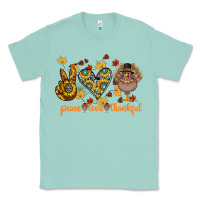 Seafoam Peace Love Thankful Classic Tee - CowhideDigitalArt