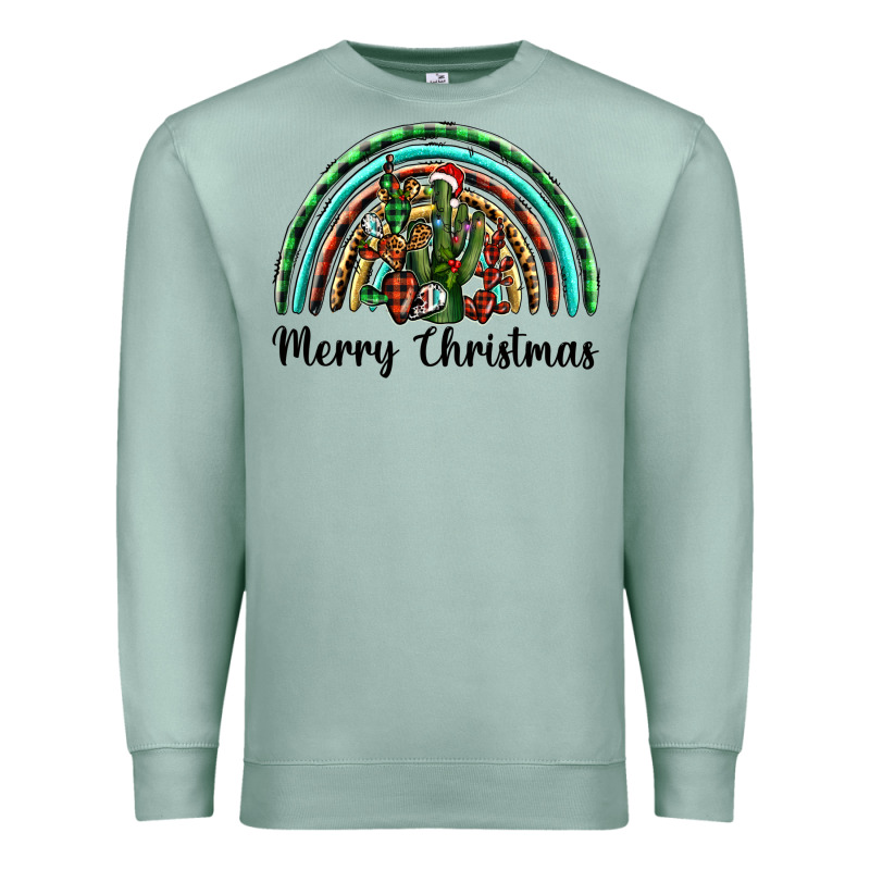 Merry Christmas Cactus Rainbow Premium Sweatshirt by BarkalooDesign | Teevron