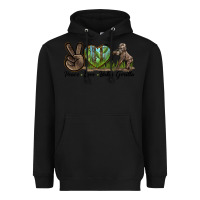 Black Peace Love Baby Gorilla Heavyweight Hoodie - LillyAllenDesigns