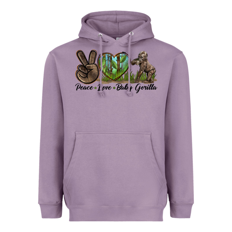 Peace Love Baby Gorilla Heavyweight Hoodie by LillyAllenDesigns | Teevron