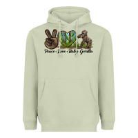 Matcha Peace Love Baby Gorilla Heavyweight Hoodie - LillyAllenDesigns