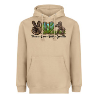 Mushroom Peace Love Baby Gorilla Heavyweight Hoodie - LillyAllenDesigns