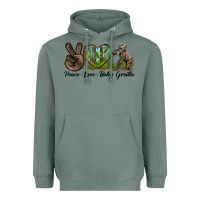 Sage Peace Love Baby Gorilla Heavyweight Hoodie - LillyAllenDesigns