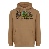 Toasted Coconut Peace Love Baby Gorilla Heavyweight Hoodie - LillyAllenDesigns