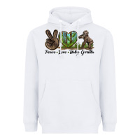 White Peace Love Baby Gorilla Heavyweight Hoodie - LillyAllenDesigns