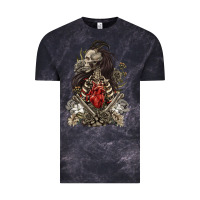 Cloud Black floral skeleton Vintage Tee - RanaPortraitStore