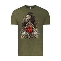 Vintage Olive floral skeleton Vintage Tee - RanaPortraitStore