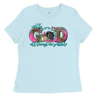 Baby Blue with god all things are possible race Ladies Tee - AdoDesignShop