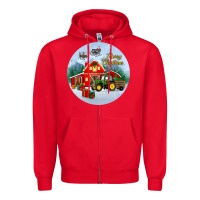 Red merry christmas small town christmas ornament Zipper Hoodie - BundleAndBundleShop