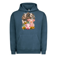 Pigment Midnight Navy Western Pigs with Crosses Urban Hoodie - LillyAllenDesigns