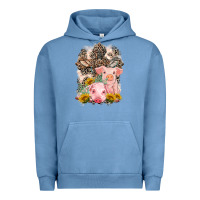Pigment Pebble Blue Western Pigs with Crosses Urban Hoodie - LillyAllenDesigns