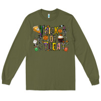 Army Green trick or treat Long Sleeve Tee - CowhideDigitalArt