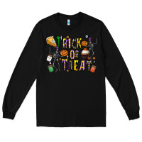 Black trick or treat Long Sleeve Tee - CowhideDigitalArt
