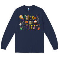Navy trick or treat Long Sleeve Tee - CowhideDigitalArt
