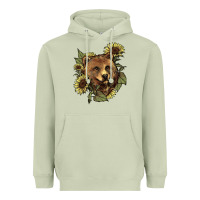Matcha bear head sunflowers Heavyweight Hoodie - NancyCooperArtShop