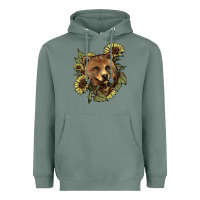 Sage bear head sunflowers Heavyweight Hoodie - NancyCooperArtShop