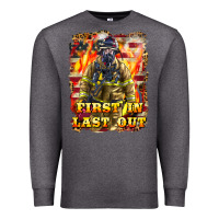 Charcoal Heather First In last Out Firefighter Premium Sweatshirt - LillyAllenDesigns