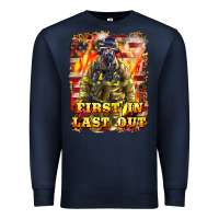 Navy First In last Out Firefighter Premium Sweatshirt - LillyAllenDesigns