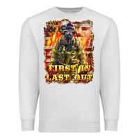 Oatmeal Heather First In last Out Firefighter Premium Sweatshirt - LillyAllenDesigns