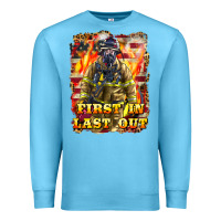 Ocean Blue First In last Out Firefighter Premium Sweatshirt - LillyAllenDesigns