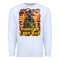 White First In last Out Firefighter Premium Sweatshirt - LillyAllenDesigns