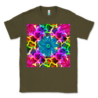 Army Green neon cowhide with flower seamless pattern Classic Tee - BundleAndBundleShop