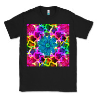 Black neon cowhide with flower seamless pattern Classic Tee - BundleAndBundleShop