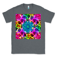 Charcoal Heather neon cowhide with flower seamless pattern Classic Tee - BundleAndBundleShop