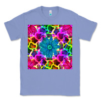 Colony Blue neon cowhide with flower seamless pattern Classic Tee - BundleAndBundleShop