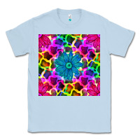 Dusty Blue neon cowhide with flower seamless pattern Classic Tee - BundleAndBundleShop