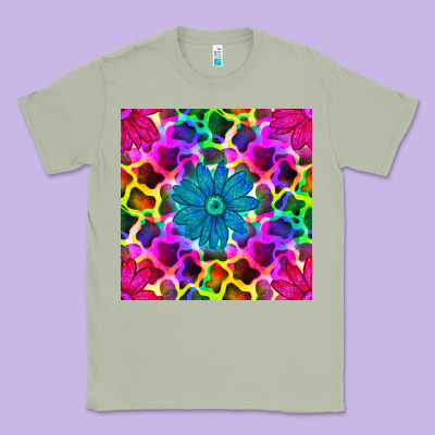 Neon Cowhide With Flower Seamless Pattern Classic Tee Designed By Bundleandbundleshop