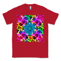 Red neon cowhide with flower seamless pattern Classic Tee - BundleAndBundleShop
