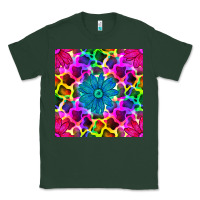 Sports Green neon cowhide with flower seamless pattern Classic Tee - BundleAndBundleShop