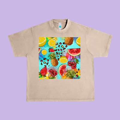 Fruits Tie Dye Seamless Pattern Urban Heavy Tee Designed By Zillion Design Studio