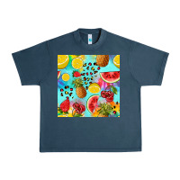 Midnight Navy fruits tie dye seamless pattern Urban Heavy Tee - Zillion Design Studio
