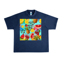 Navy fruits tie dye seamless pattern Urban Heavy Tee - Zillion Design Studio