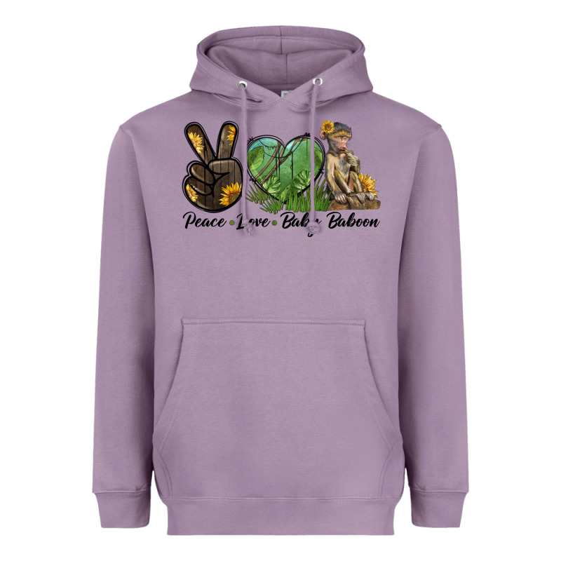 Peace Love Baby Baboon Heavyweight Hoodie by LillyAllenDesigns | Teevron