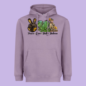 Peace Love Baby Baboon Heavyweight Hoodie Designed By Lillyallendesigns
