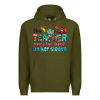 Army Green this teacher wears her her on her sleeve Premium Hoodie - NancyCooperArtShop