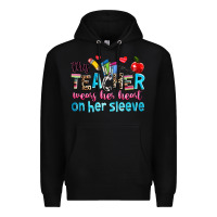 Black this teacher wears her her on her sleeve Premium Hoodie - NancyCooperArtShop