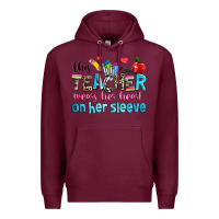 Burgundy this teacher wears her her on her sleeve Premium Hoodie - NancyCooperArtShop