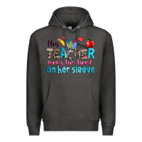 Charcoal Heather this teacher wears her her on her sleeve Premium Hoodie - NancyCooperArtShop
