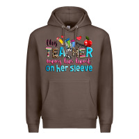 Coffee this teacher wears her her on her sleeve Premium Hoodie - NancyCooperArtShop
