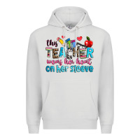 Dove Grey this teacher wears her her on her sleeve Premium Hoodie - NancyCooperArtShop