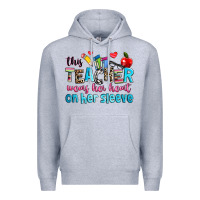 Heather Grey this teacher wears her her on her sleeve Premium Hoodie - NancyCooperArtShop