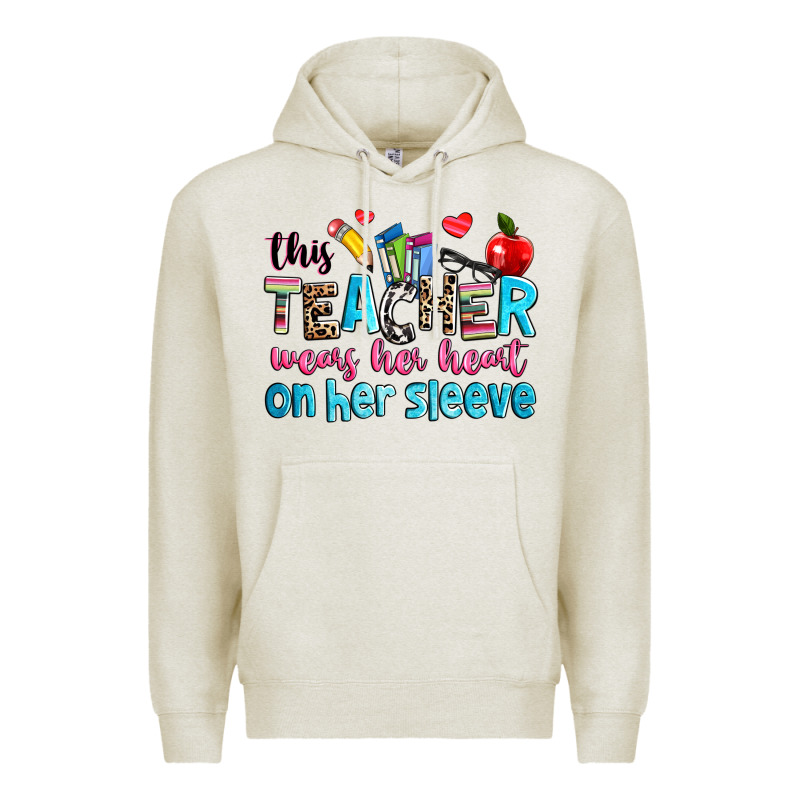 This Teacher Wears Her Her On Her Sleeve Premium Hoodie by NancyCooperArtShop | Teevron