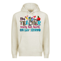 Oatmeal Heather this teacher wears her her on her sleeve Premium Hoodie - NancyCooperArtShop